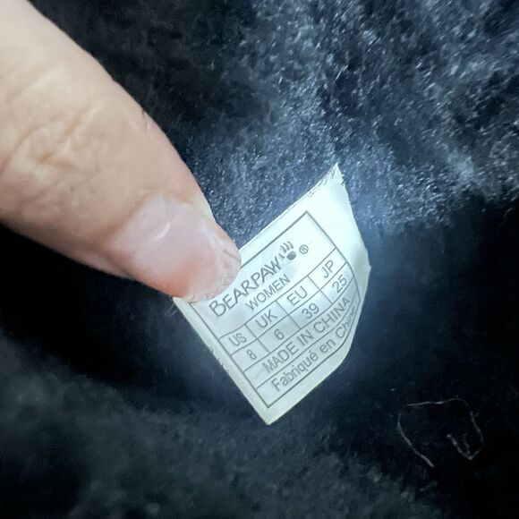 Bearpaw Retro Elle Boots Size 8 Black Platform Suede Sheepskin Wool Winter - Picture 7 of 9
